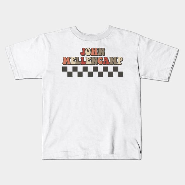 John Mellencamp Checkered Retro Groovy Style Kids T-Shirt by Time Travel Style